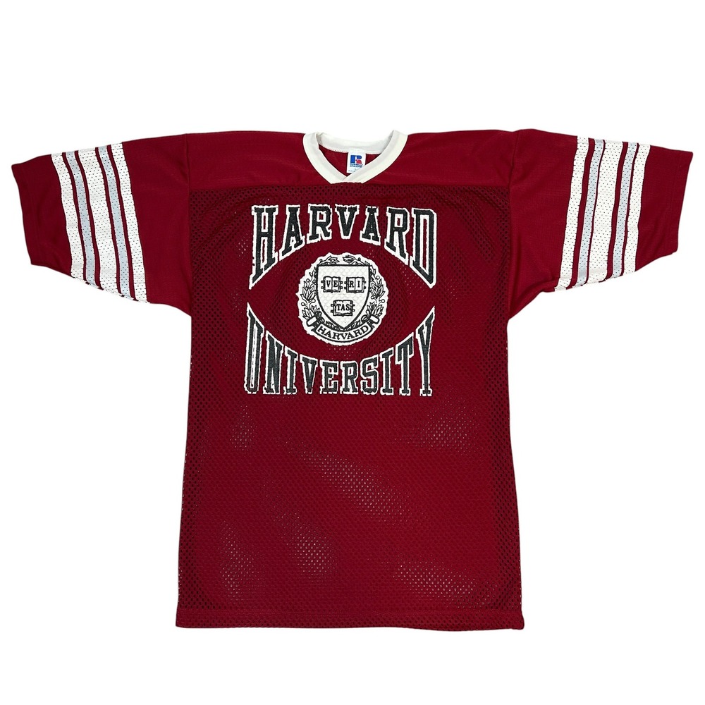 Russell Athletic Harvard Football Jersey Large Crimson‎ Red Mesh VTG 90s USA